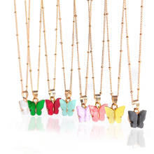 Colares femininos com pingente de borboleta, colares fashion para meninas, de ouro rosado e elegante, joias feitas para presente, 2020 2024 - compre barato