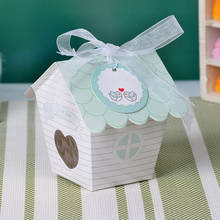 Милые свадебные коробочки в форме домика розовые синие свадебные коробочки для конфет для шоколадных коробок с биркой и лентой 2024 - купить недорого