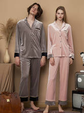 Mulher casal pijamas conjunto pijamas pijamas quente cetim ouro veludo casa terno roupas lounge sexy pijamas pijamas 2024 - compre barato