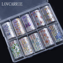 10 Rolls/Box Nail Stickers Holographic Flower Nail Decals Foil Transfer Foil Nail Accessories Wraps Designer Holo Color Sticker 2024 - купить недорого