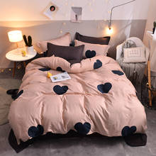 Conjunto de cama listrado estilo nórdico, 4 pçs, casal, queen, king size, capa de edredom, lençol, simples 2024 - compre barato
