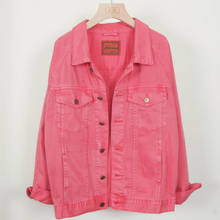 Jaqueta jeans vintage feminina, rosa, manga morcego, estudante, curta, casaco jeans coreano, de grandes dimensões, roupa de exterior feminina 2024 - compre barato