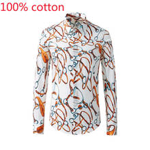 New Arrival 100% Cotton High Quality Fashion Men Long Sleeve Casual Shirts Print Plus Size M L XL 2XL 3XL 4XL Turn-down Collar 2024 - buy cheap