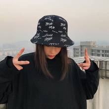 Unisex Reversible Cotton Bucket Hat Harajuku Letters Graffiti Printed Sunscreen Double Sided Hip Hop Fisherman Cap 2024 - buy cheap