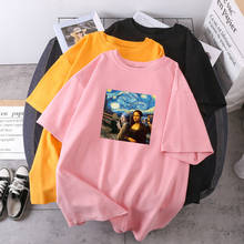 Summer Loose 2021 New Hip Hop Top Tees Painting Mona Lisa Woman T-shirts Short Sleeve Lady Clothing O-neck  Camisetas Female 2024 - buy cheap