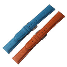 Correa de cuero para reloj, correa de piel de vaca azul de 14mm, 16mm y 18mm, correas de reloj genuinas para relojes de pulsera de cuarzo, lizard grain, ladys de moda 2024 - compra barato