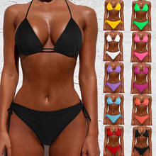 Sexy Neon Pink Brazilian Bikini 2022 New Women Swimwear Halter Swimsuit Female Two-Pieces Bikini Set Bather Bathing Suit Swim #H 2024 - buy cheap
