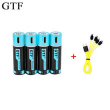 GTF 100% capacity 1.5V 1500mAh AA li-ion Battery 2250mwh li-polymer with USB rechargeable lithium usb battery + USB cable 2024 - купить недорого