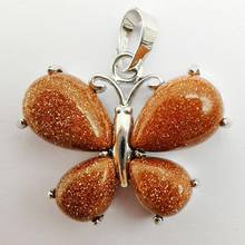Golden Sandstone Stone Bead Pendant Butterfly Animal Jewelry For Woman Gift S242 2024 - buy cheap