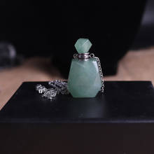 1PC Spectrolite Natural Gem Stone Facet Reiki Aromatherapy Pendant Healing Green Aventurine Perfume Bottle Necklace Jewelry Free 2024 - buy cheap