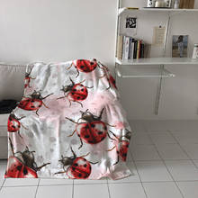 Manta de franela con estampado de pintura de mariquita de acuarela, suave, lavable a máquina, para camas 2024 - compra barato