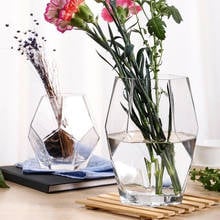 Vaso de vidro geométrico para decoração de casa, vaso de vidro feito à mão, sala de estar, mesa de decoração, vaso de flores para decoração de casa 2024 - compre barato