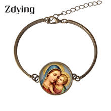 Zdie-pulseira clássica mesa de vidro vm046, corrente charmosa para bebê, virgem maria, religiosa, presente de natal 2024 - compre barato