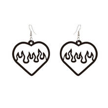 2021 Black Pink Peach Heart Hollow Out Acrylic Earrings For Women Cool Fashion Flame Dangle Earrings Lovely Summer Ear Jewelry 2024 - buy cheap
