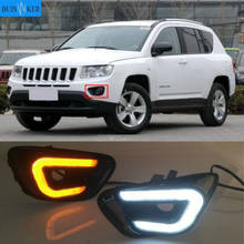 Luz de led diurna para jeep compass, 2011, 2012, 2013, 2014, 2015, 2016, com lâmpada de neblina lateral, branca e amarela 2024 - compre barato