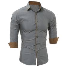 Повседневная мужская Однотонная рубашка с длинным рукавом и пуговицами из хлопка размера плюс 2024 - купить недорого