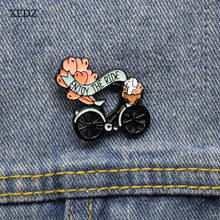 XEDZ Cartoon puppy balloon bicycle enamel brooch fashion animal bicycle travel badge jewelry gift 2024 - buy cheap