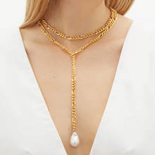 NEW SEASON TIMELESS PEARLY Baroque freshwater pearl pendant charm gold plated stainless steel long necklace women 2024 - buy cheap