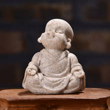 Mini Monk Crafts Home Decoration Buddha Miniature Figurines Car Doll Ornaments Sandstone Little Maitreya Desktop Furnishing Gift 2024 - buy cheap