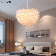 Qiyami novo pingente de luz pena romântico sonhador droplight para o quarto sala estar estar lâmpadas penduradas e27 casa deco luminárias 2024 - compre barato