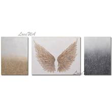 100% Hand-painted Abstract Textured 3 Panel Wings Oil Painting Wall Picture Art Decoration Canvas Artwork For Home Living Room 2024 - buy cheap