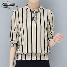 Camisas Mujer 2021 fashion Long Sleeve Chiffon Striped Blouse Women Shirt Tops OL Slim Fit Pullover Womens Blouse Shirt 6763 50 2024 - buy cheap