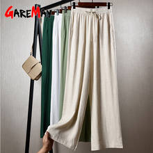 Classic Casual Cotton Linen Pants Women High Waist Wide Leg Trousers Loose  Capri  Summer Women's Pants 2022 Street Style 2024 - buy cheap