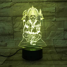 Indian Ganesha 3D Lamp Touch Remote Switch Color Changing Optic Fiber USB Night Light Bea Home Desk Decoration Indian Mythology 2024 - buy cheap