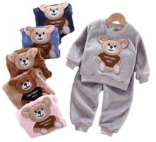 New Autumn Winter Baby Clothes Pajamas Sets Girls Pajamas Children Warm Flannel Fleece Catoon Bear Kids Sleepwear Home Suit 1-6Y 2024 - buy cheap