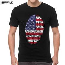 Retro USA Fingerprint Tshirt Men Graphic Soft Cotton T-shirt Crew Neck Tee Short Sleeves National Pride T Shirt 2024 - buy cheap