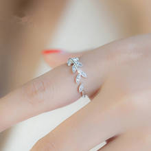 Silver Color Crystal Leaf Adjustable Size Finger Ring For Women Wedding Jewelry Bijoux Femme JZ074 2024 - buy cheap