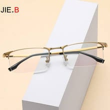 High Quality Fashion Ultralight Half Frame Glasses Men's Titanium Trendy Business Casual Optical Glasses Custom Myopia 2024 - buy cheap