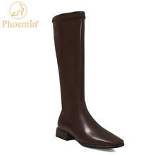 Phoentin-Botas de equitación hasta la rodilla para mujer, zapatos de tacón bajo con punta cuadrada, color marrón, para otoño e invierno, FT1235, 2020 2024 - compra barato