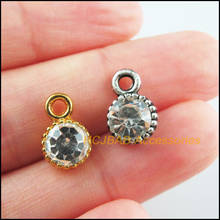 15Pcs Retro Gold Tibetan Silver Tone Round Clear Crystal Charms Pendants 8.5x13mm 2024 - buy cheap