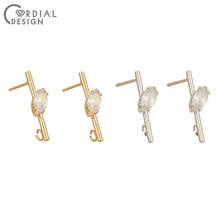 Cordial Design 50Pcs 6*20MM Jewelry Accessories/DIY CZ Earring Stud/Genuine Gold Plating/Hand Made/Jewelry Findings & Components 2024 - buy cheap