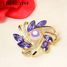 YIKALAISI Pearl Brooch Natural Oblate Pearl jewelry 8-9mm Brooch Pin For Women wholesale 2024 - buy cheap