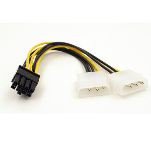 Двойной преобразователь Molex LP4 4 Pin к 8 Pin PCI-E Express, адаптер питания, провод IDE 4PINx2 к PCI-E 8 Pin, силовой кабель 18 см 2022 - купить недорого