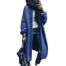 Женский Зимний вязаный свитер с длинным рукавом, кардиган средней длины 2024 - купить недорого
