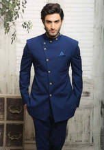 2021 Fashion Indian style 2 Piece Men Suits Latest Design Regular Blazer Navy Blue Wedding Party Dress prom Slim Fit Male Tuxedo 2024 - buy cheap