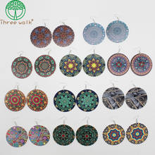 Wholesale Bohemia Wood Earrings Collections Printed Flower Pattern Handmade Dangle Earrings For Women 2024 - buy cheap