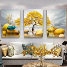 5d pintura diamante árvore dourada paisagem cartaz diamante bordado kit de ponto cruz de luxo moderno decoração de casa mosaico 2024 - compre barato