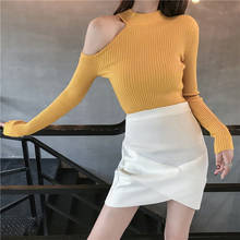 2020 Sexy Off Shoulder pullovers Sweaters Female Autumn Winter Fashion soft Sweaters Women Long Sleeve Korean Knitted Top Femme 2024 - buy cheap