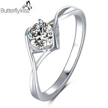 Anel de moissanite bk 0.5ct, prata genuína, beijo de anjo, personalizado, branco/amarelo/ouro rosa, anéis de diamante para mulheres, joias finas 2024 - compre barato