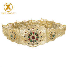 Moroccan Gold Color Round Metal Belt Long Waist Chain Waistband Wedding Resin Jewelry For Women Hollow Flower Bijoux 2024 - buy cheap