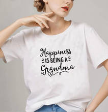 Женская футболка из хлопка с коротким рукавом и принтом «счастье быть бабушкой», Рождественская футболка с круглым вырезом, Женская Повседневная футболка 2024 - купить недорого