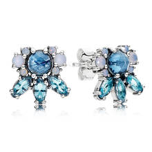 Authentic 925 Sterling Silver Patterns of Frost Fashion Stud Earrings For Pandora Women Bead Charm Gift DIY Jewelry 2024 - buy cheap