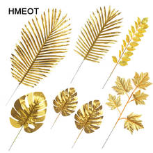 Artificial Gold Leaf Silk Blade Turtle Back Leaf Scattered Tail Leaf Gold Series DIY Wedding Christmas Home Decor Garden Plants 2024 - buy cheap