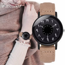 Relógio feminino arabic, relógio de pulso de couro 2024 - compre barato
