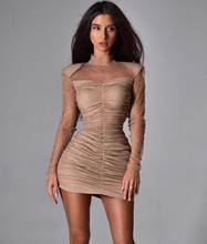 Women Autumn Style  Sexy Lace Mesh Full Sleeves Mini Bodycon Dress 2020 Sexy Elegant Night Club Party Dres Vestios 2024 - buy cheap