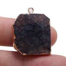 Colgantes de ágata negra de sección de piedra Natural, colgantes irregulares para fabricación de joyas, collar DIY, tamaño 25x30mm 2024 - compra barato